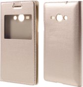 Samsung Galaxy J1 Ace Hoesje met Venster Goud
