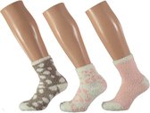 3x Meisjes bedsokken panter roze/wit maat 31-34 - Kinder sokken