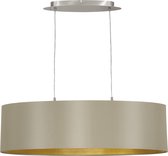 EGLO Maserlo - Lampe à suspension - 2 lumières - Longueur 78cm. (ovale / allongé) - Nickel-Mat - Taupe, Or
