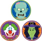 Halloween - 30x Halloween onderzetters horror clown/heks/zombie