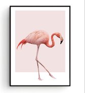 Postercity - Design Canvas Poster Lopende Flamingo / Kinderkamer / Muurdecoratie / 40 x 30cm / A3