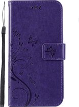 Shop4 - Samsung Galaxy A10 Hoesje - Wallet Case Vlinder Patroon Paars