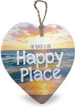 The beach is our happy place Decoratie Hartje 15 x 1 x 15 cm