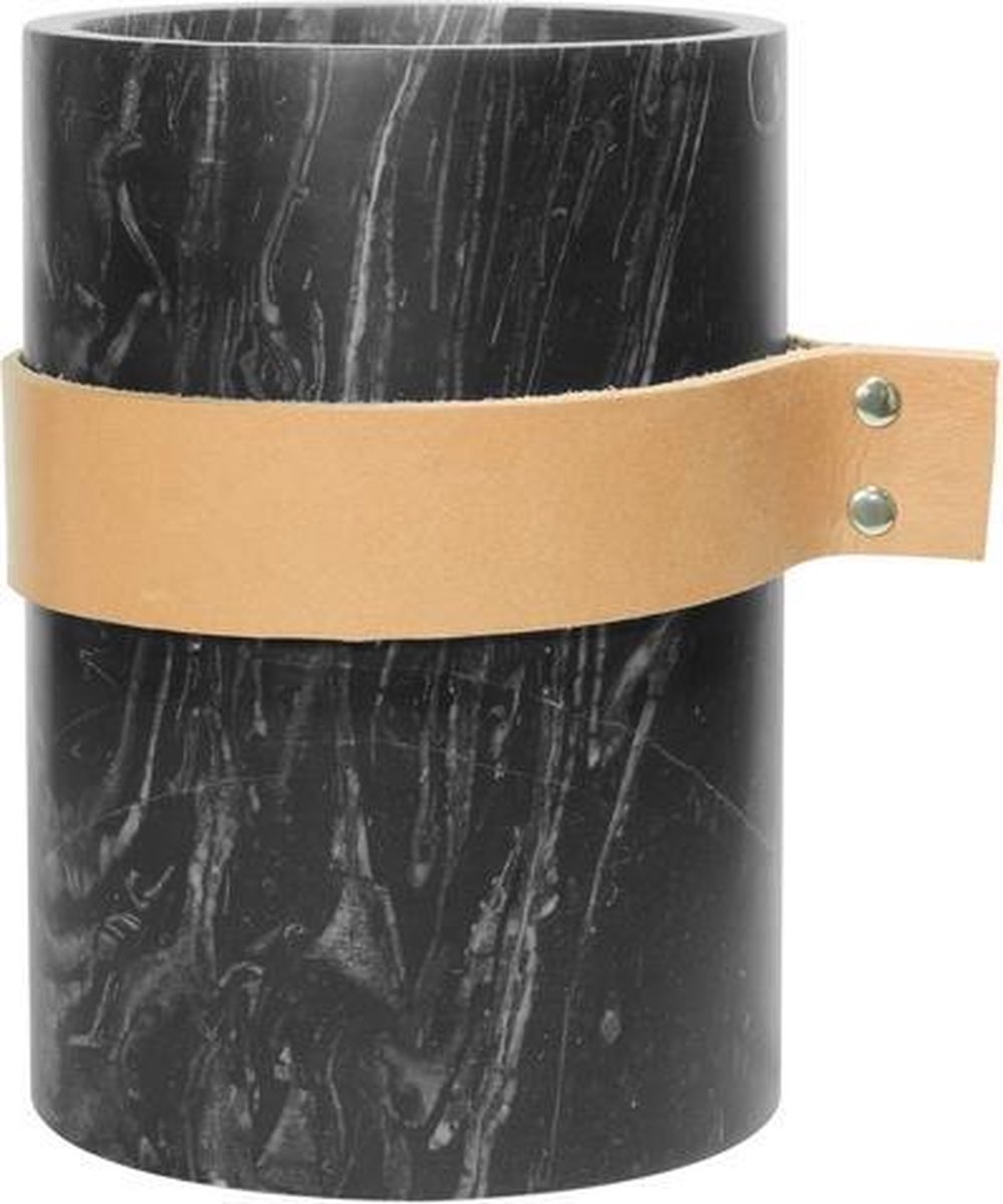 ECO Design Vaas 8,5x15,5cm Zwart met Lerenband