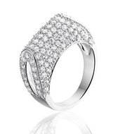Montebello Ring Tasja - Dames - Zilver Gerhodineerd - Zirkonia - Gebogen - Maat 62 - 19.8 mm