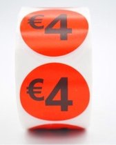 Prijsstickers op rol 4 euro 2cm - 500 stuks