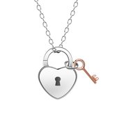 Fate Jewellery Ketting FJ4057 - Padlock - Hangslot - 925 Zilver - Rosé verguld - 45cm