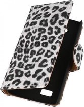 Luipaard Booktype Wallet Case Hoesjes voor LG Joy H220 Wit