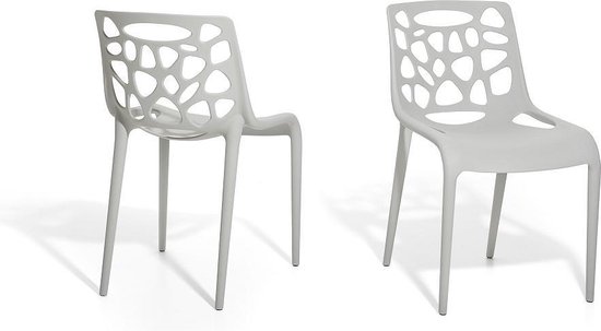 Tuinstoel - Plastic stoel lichtgrijs - Stoel van kunststof - MORGAN |  bol.com