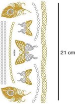 Gouden vlinders en veren | Plaktattoo