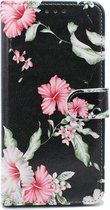 Huawei P30 Hoesje met Print - Portemonnee Book Case - Kaarthouder & Magneetlipje - Hibiscus Bloemen