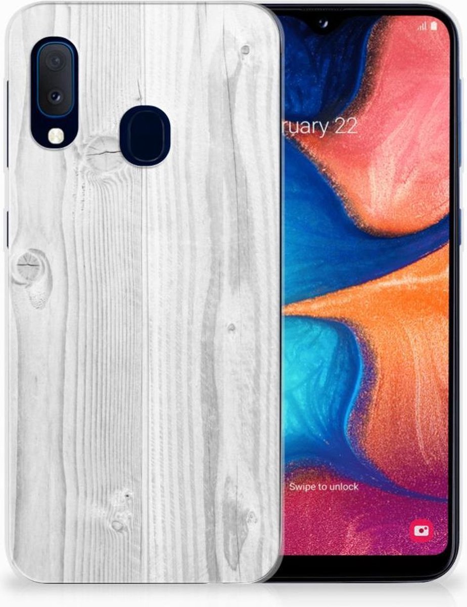 Samsung Galaxy A20e Bumper Hoesje White Wood