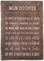 Houten Tekstplank / Tekstbord 25X18cm "Mijn dochter...." - Kleur Naturel