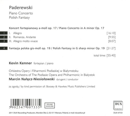 Paderewski: Piano Cto, Plish Fantasy