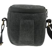 Draagbare digitale camera canvas tas met riem, afmeting: 13,5 cm x 9 cm x 14 cm (zwart)