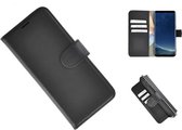 Samsung Galaxy S8 Plus Echt Leer Handmade Wallet Bookcase Pearlycase® Hoesje Effen Zwart