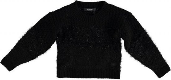 Replay dikke zwarte trui met zwart glitterdraad Maat - 104 | bol.com