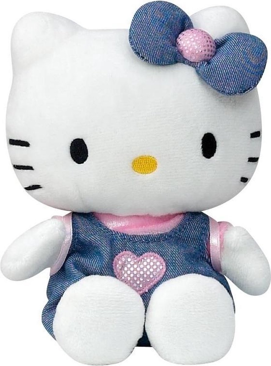 Pluche Hello Kitty knuffel in blauw 15 cm |