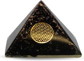 Orgone Pyramide van Zwarte Toermalijn met Flower of Life Groot