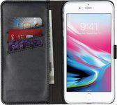 iPhone 7 Plus / 8 Plus Hoesje Met Pasjeshouder - Selencia Echt Lederen Bookcase - Zwart