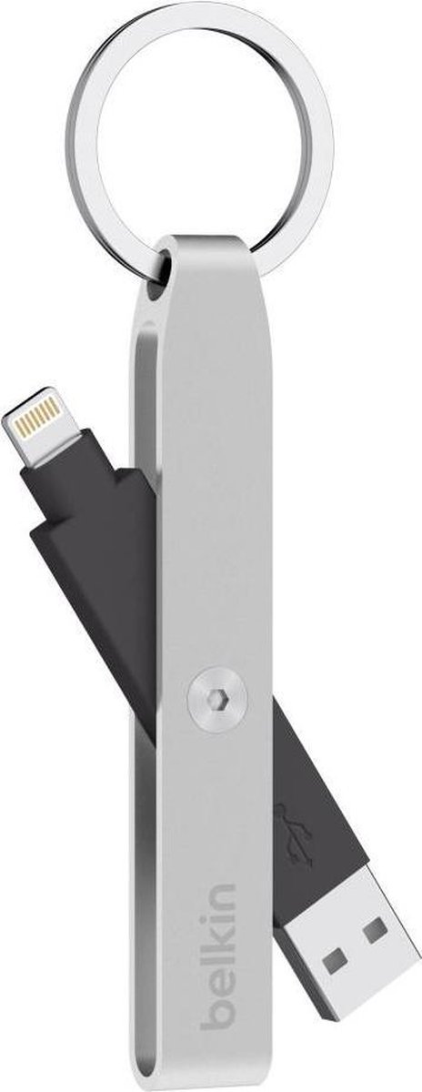 Belkin Lightning USB-kabel Sleutelhanger - Zilver
