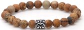 Karma Woodcraft Matt Silver Logo Bead Armband 86421
