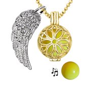 Quiges Engelenroeper 18mm Bolhouder met Ketting 90cm en Bolletje - Dames - Goudkleurig Bloem - EBS18165