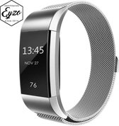 FitBit Charge 2 Milanees Bandje Zilver - Milanese Stainless Steel FitBit Band Silver - RVS / Roestvrij staal / Metalen armband met magneetsluiting- Maat M / Large