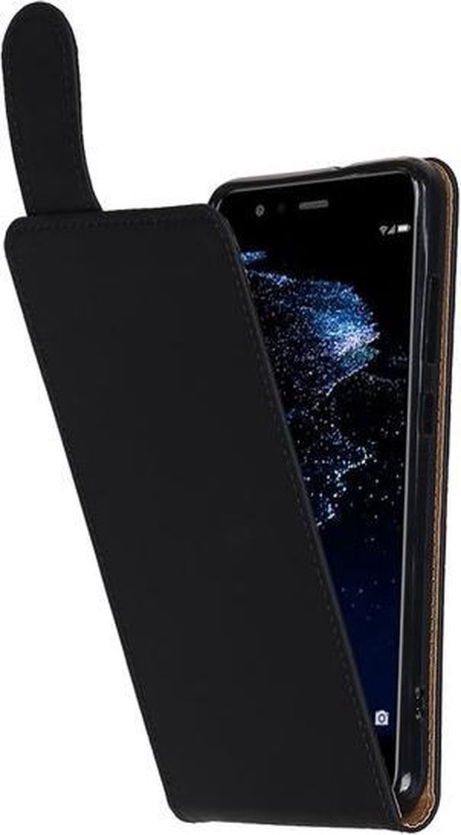 BestCases.nl Huawei Y5 / Y6 2017 Effen Classic TPU flip hoesje Zwart