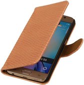 Mobieletelefoonhoesje.nl - Samsung Galaxy S6 Edge Hoesje Slang Bookstyle Licht Roze
