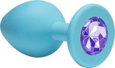 Lola Toys - Emotions - Buttplug met Diamant - Anaal - Siliconen - Maat S - 27mm - Turquoise met Paarse Diamant