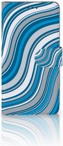 GSM Cover Geschikt voor Samsung Galaxy A7 (2018) Design Waves Blue