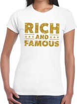 Rich and Famous goud glitter tekst t-shirt wit voor dames L