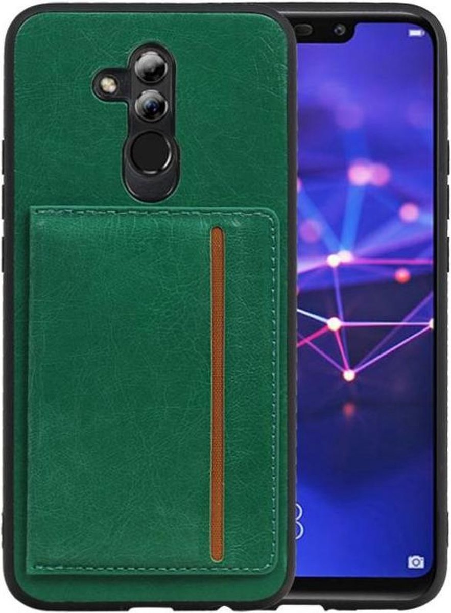 Groen Staand Back Cover 1 Pasjes voor Huawei Mate 20 Lite