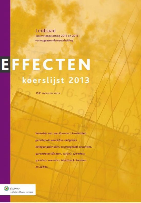 Cover van het boek 'Effectenkoerslijst / 2013'