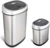 Prullenbak Met Sensor Modern Design Combideal - 12L + 50L - RVS