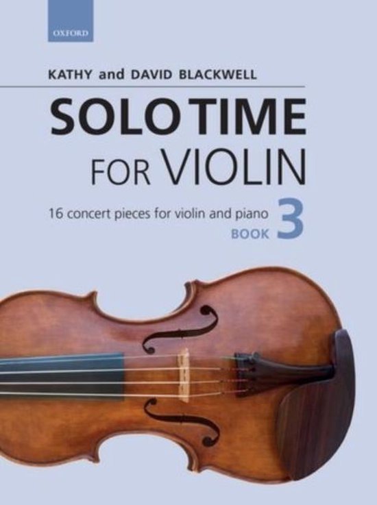 Livre 'Solo Time for Violin Book 3' avec une image de violon. Contient 16 pièces de concert pour violon et piano.