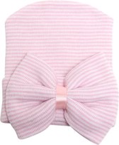 Pretty Pink  Baby geboorte mutsje Roze met strik