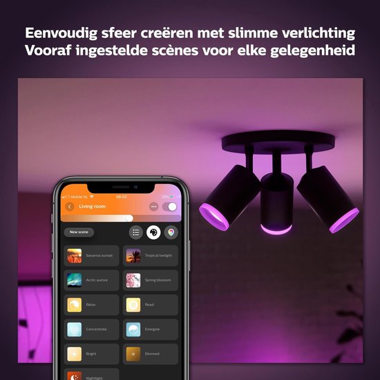 Philips Hue Fugato Opbouwspot - White and Color Ambiance - GU10 - Zwart - 3 x 5,7W - Bluetooth - Philips Hue