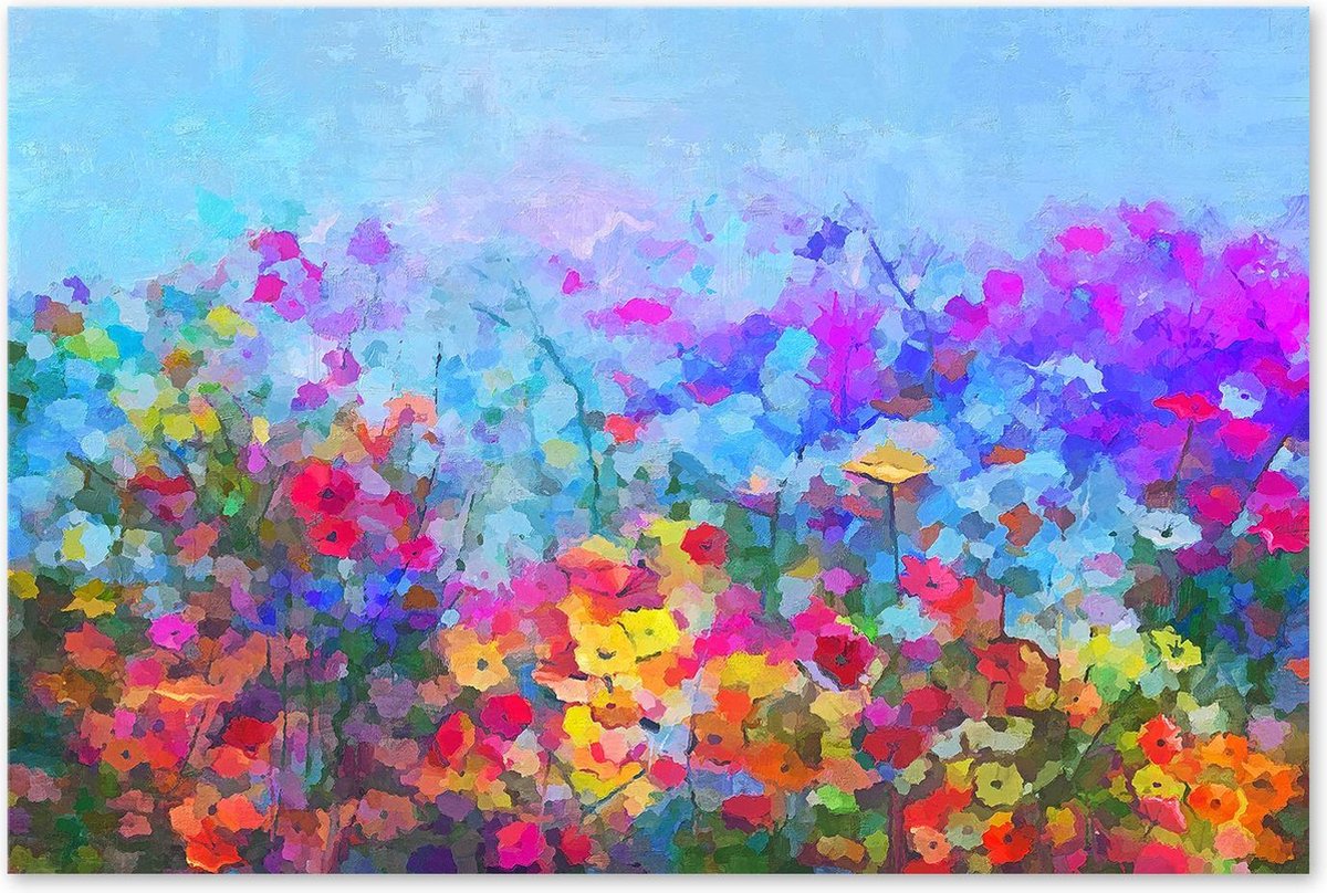 Graphic Message - Peinture sur Toile - Jardin Fleurs - Paysage Coloré -  60x60