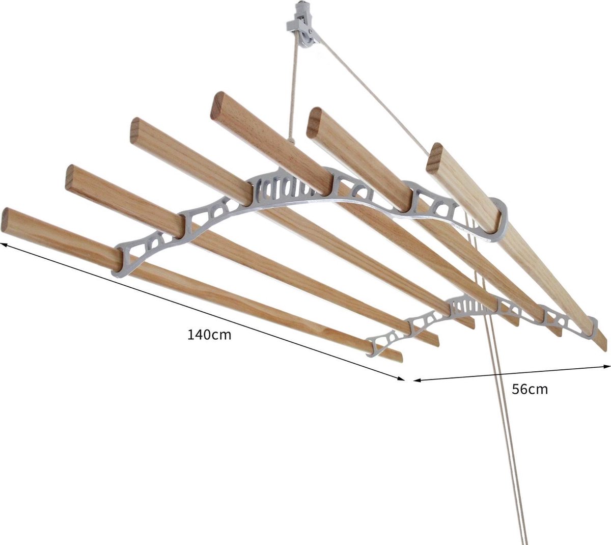 Sèche-linge au plafond suspendu - Blanc - 140 cm (L) x 56 cm (L) x 14 cm  (H) - 6... | bol