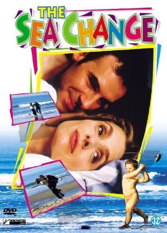 DVD hoes van 'The Sea Change' met een close-up van een man en vrouw, en kleinere afbeeldingen van mensen op het strand.
