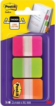 Post-it® Index Strong, Roze, Groen, Oranje, 25.4 x 38 mm, 12 Tabs/Kleur/Dispenser