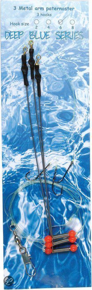 Albatros Deep Blue - Platvispaternoster - 3 metalen afhouders - 110 cm - Haakmaat 2 - Zeevis