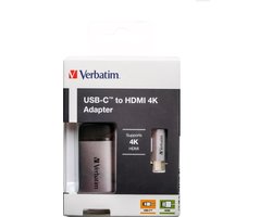 Verbatim Usb-C Naar Hdmi 4K Adapter Aluminium Voor Laptop Monitor Tv