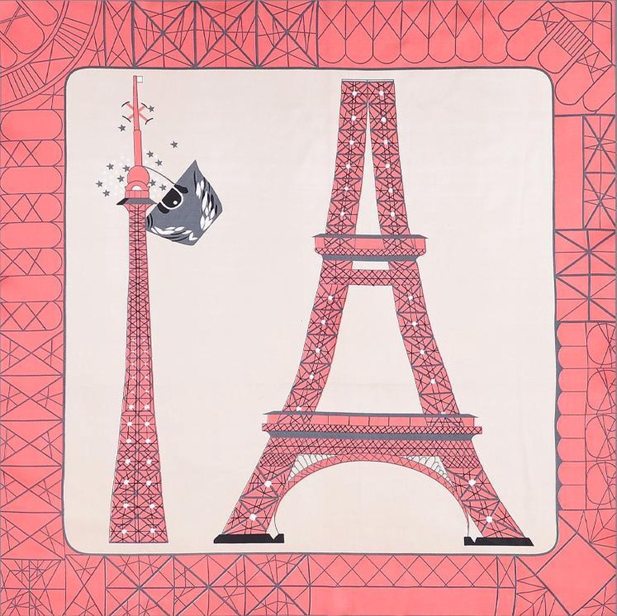 FS Zijde Blend Sjaal – Dames Sjaal 70cm - La tour Eiffel pink