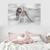 Canvas Schilderij * Engel in de Wolken * - Kunst aan je Muur - Romantisch - kleur - 60 x 90 cm