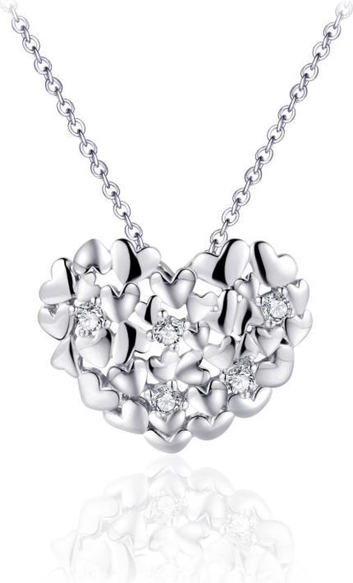 Juwelier Emo - Zilveren Ketting met hanger - Hart Ketting Zilver - 01122 - LENGTE 45 CM