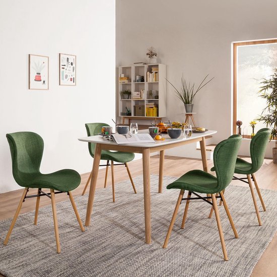 Gestoffeerde stoelen Livaras stoel (4-delige set) - Olijfgroen Design  Eetkamerstoel | bol.com