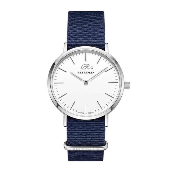 REITSMAN Waal Staal / Wit – W00.2872BDNS – Horloge – Donker blauw – Nylon – Ø36 mm